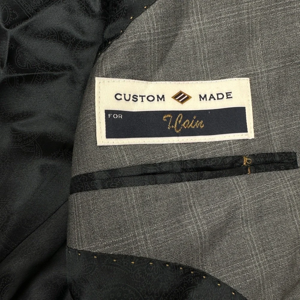 Joseph Abboud Mens Grey Glen Plaid Wool Blazer Italian Lanificio Super 120's 40L